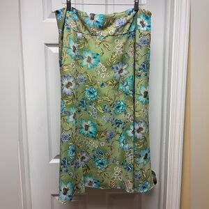 REQUIREMENTS Green & Blue Floral Midi Skirt – Size 16